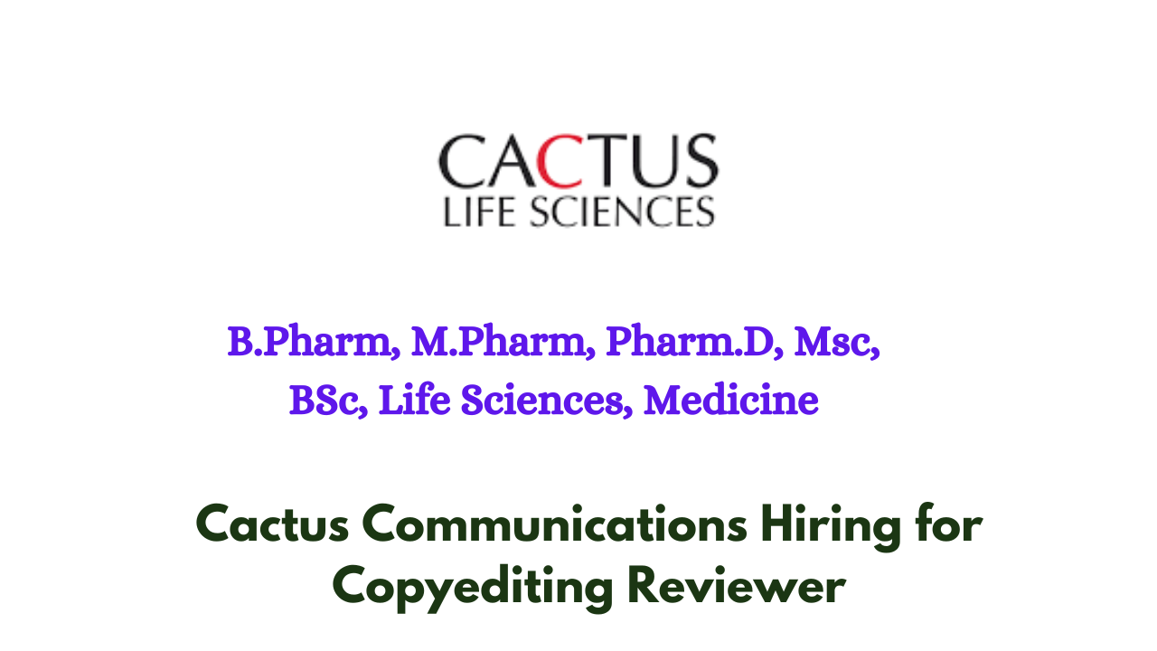 Cactus Communications Hiring for Copyediting Reviewer