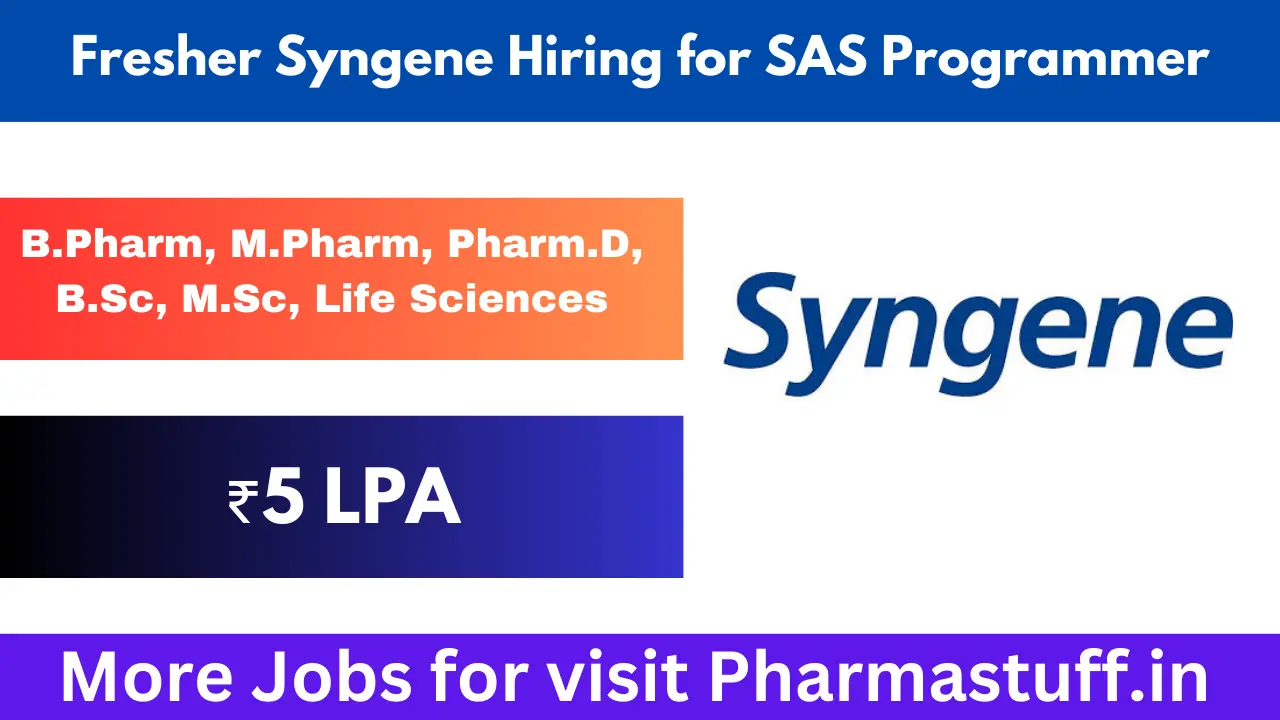 Fresher Syngene Hiring for SAS Programmer