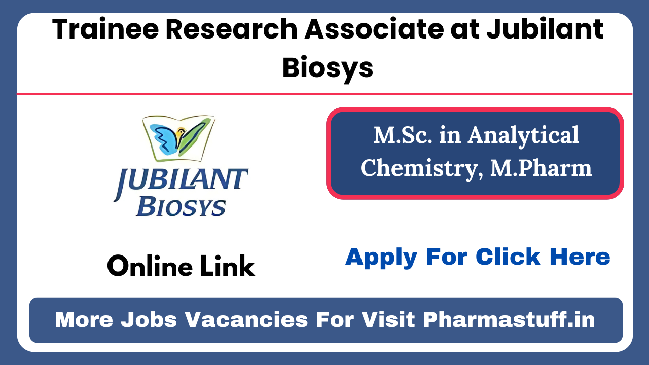 Trainee Research Associate at Jubilant Biosys