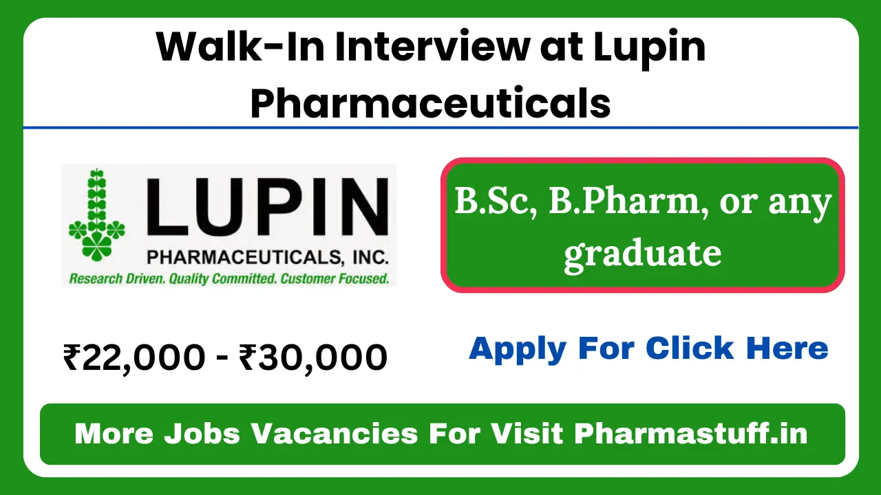 Walk-In Interview at Lupin Pharmaceuticals